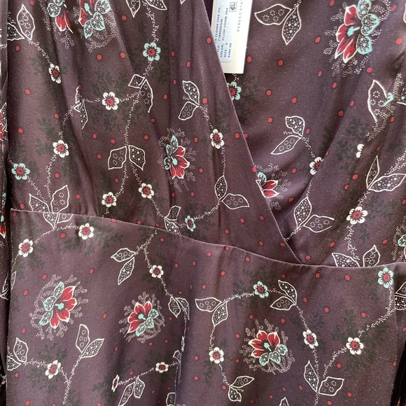 NWT!! Rebecca Taylor Claudine Plum Floral Silk Twill Dress Size 0 - Picture 3 of 7